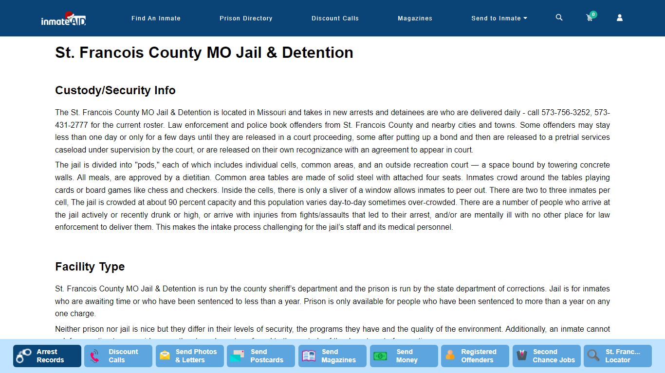St. Francois County MO Jail & Detention - InmateAid